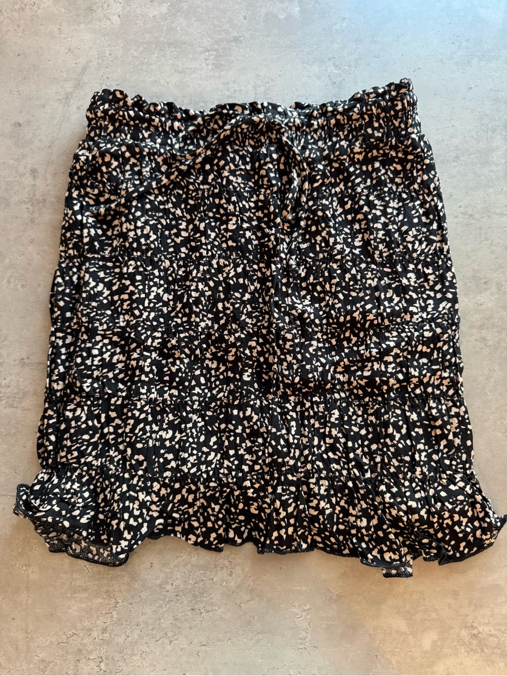 URBAN Romantics Black and Cream Printed Ruffle Hem Skirt
